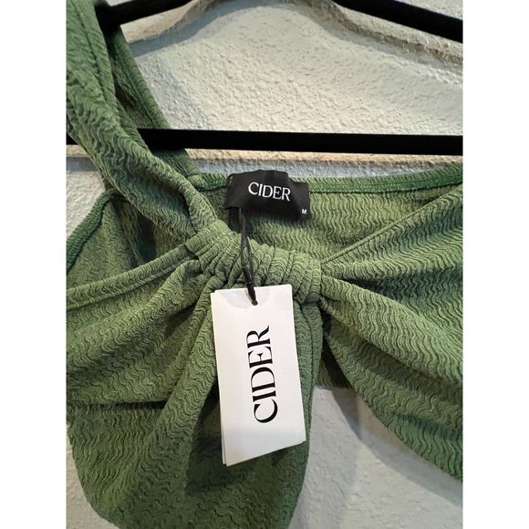 NWT Cider Texture One Shoulder Tank Top Size Medium Green a194 - Picture 6 of 9